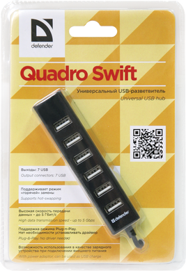 USB-хаб Defender Quadro Swift 7xUSB 2.0 (83203) [202064]