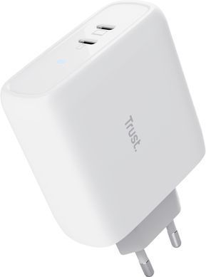 Зарядний пристрій мережевий Trust Maxo 65Вт, 2xUSB-C PD, білий (25381_TRUST) [108416]