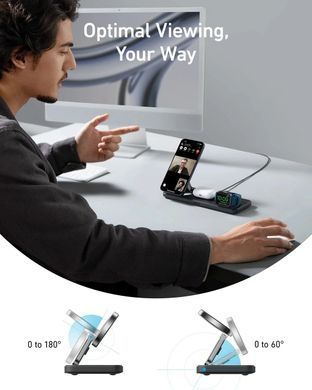 Бездротовий зарядний пристрій Anker MagGo Wireless Charging Station 15W 3-in-1 Pad Black (B25M1311) [201914]