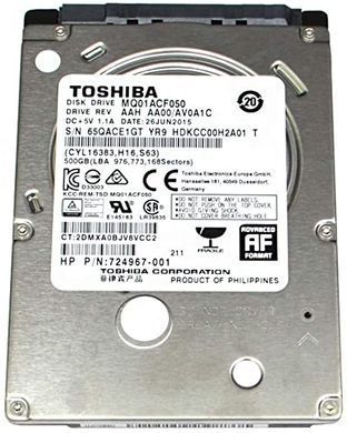 Накопичувач HDD 2.5" SATA 500GB Toshiba 7200rpm 16MB (MQ01ACF050) [615872]