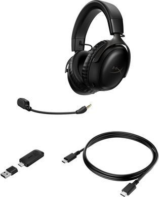 Гарнітура ігрова HyperX Cloud III, WL/USB-A/USB-C, чорний (77Z45AA) [107368]
