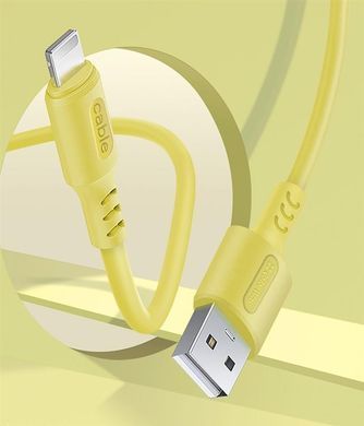 Кабель ColorWay USB - Lightning (M/M), soft silicone, 2.4 А, 1 м, Yellow (CW-CBUL043-Y) [614904]