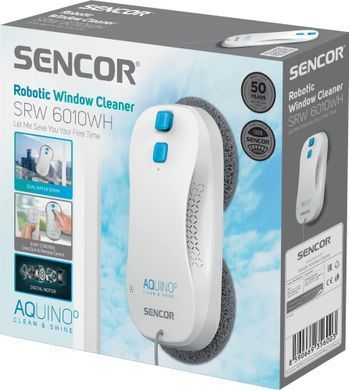 Робот-пилосос для вікон Sencor, 3000Па, вода -0.06л, вологе прибирання, від мережі, білий (SRW6010WH) [102408]