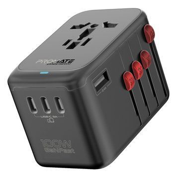 Зарядний пристрій Promate 100W Black (tripmate-gan100) [603391]
