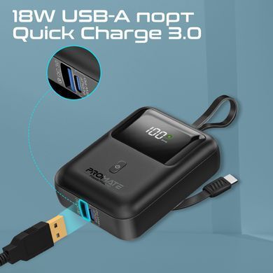 Універсальна мобільна батарея Promate PowerPod-10 10000mAh 35W Black (powerpod-10.black) [603485]