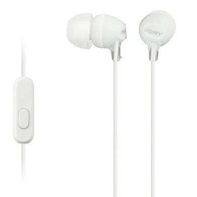Навушники In-ear Sony MDR-EX15AP 3.5 mini-jack, Mic, Білий (MDREX15APW.CE7) [107280]