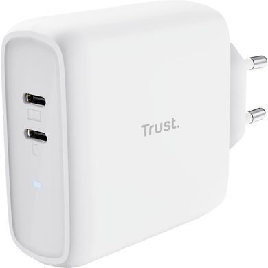 Зарядний пристрій мережевий Trust Maxo 65Вт, 2xUSB-C PD, білий (25381_TRUST) [108416]