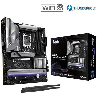 Материнська плата AsRock (1851/Z890, 4*DDR5, 2*PCIex16, HDMI/TB4, 4xSATA, 4xM.2, 2.5Glan, 7.1ch (Z890 LIVEMIXER WIFI) [402694]