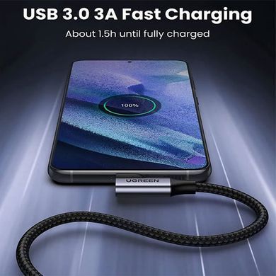 Кабель USB 2.0 AM-Type-C M, 1 м, 60W Чорний, 90&deg;Angle US385 UGREEN (20299) [404053]