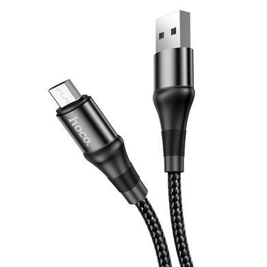 Кабель HOCO X50 USB to Micro 2.4A, 1m, nylon, aluminum connectors, Black (6931474734211) [805373]