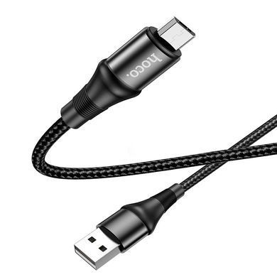 Кабель HOCO X50 USB to Micro 2.4A, 1m, nylon, aluminum connectors, Black (6931474734211) [805373]