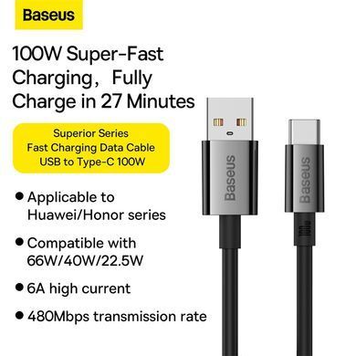 Кабель Baseus Superior Series Fast Charging Data Cable USB to Type-C 100W 2m Cluster Black (P10320102114-02) [802227]