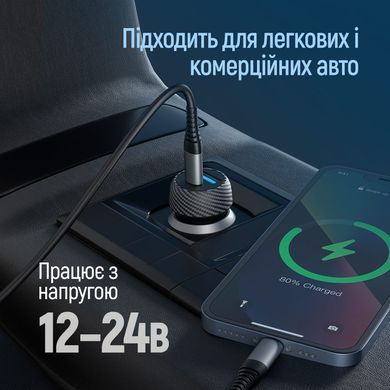 Автомобільний зарядний пристрій ColorWay 2USB (Type-C PD35W + USB QC3.0) 35W Black (CW-CHA064PD-BK) [618405]