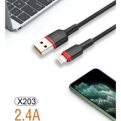Кабель WUW-X203 USB Lightning 2,4А black (6972573336210) [806336]