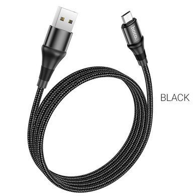 Кабель HOCO X50 USB to Micro 2.4A, 1m, nylon, aluminum connectors, Black (6931474734211) [805373]