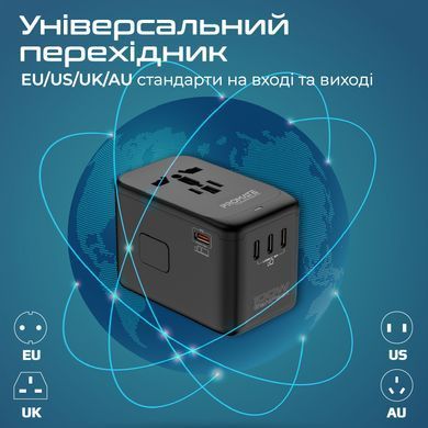 Зарядний пристрій Promate 100W Black (tripmate-gan100) [603391]