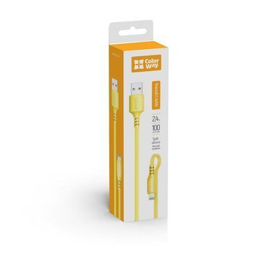 Кабель ColorWay USB - Lightning (M/M), soft silicone, 2.4 А, 1 м, Yellow (CW-CBUL043-Y) [614904]