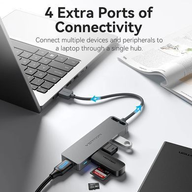 Хаб USB 3.0 -> 4xUSB-A 3.0, 5Gbps, Black Vention (CHLBB-SCB) [404598]