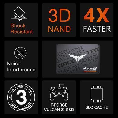 Накопичувач SSD 256GB Team Vulcan Z 2.5" SATAIII 3D TLC (T253TZ256G0C101) [608523]