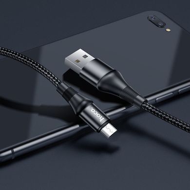 Кабель HOCO X50 USB to Micro 2.4A, 1m, nylon, aluminum connectors, Black (6931474734211) [805373]