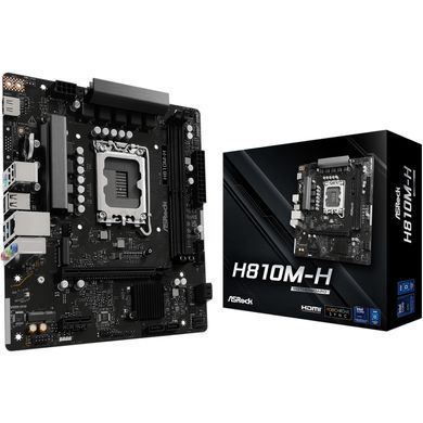 Материнська плата AsRock (1851/H810, 2*DDR5, PCIex16, HDMI, 4xSATA, M.2, Glan, 7.1ch, mATX) (H810M-H) [405613]