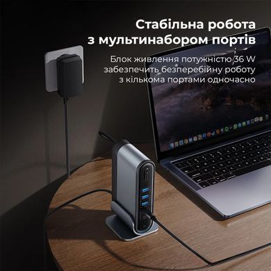 USB-хаб Baseus UnionJoy 17-Port Triple-Display Docking Station Space Grey（USB-C to HDMI4K@60Hz*2+DP4K@60Hz*1+USB3.0*3+USB-C3.0*2+USB2.0*2+PD*1+PC*1+ (B00532304811-00) [805335]