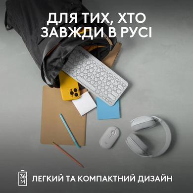 Клавіатура Logitech K380s Pebble Keys 2 Tonal White (L920-011852) [203912]