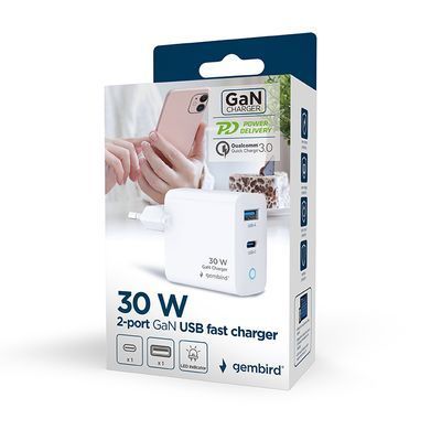 Мережевий зарядний пристрій Gembird (1USBх3A + 1USB-Cх3A) White (TA-UC-PDQC30L-W-01) [603349]
