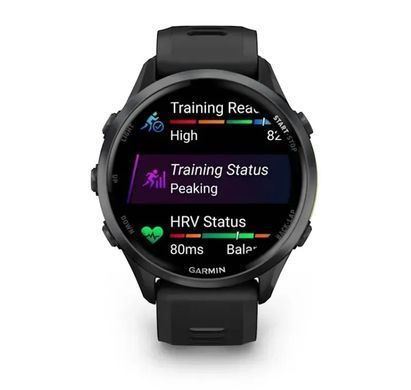 Смарт-годинник Garmin Forerunner 970 Black Carbon Gray DLC Titanium with Black/Translucent Whitestone Silicone with Slate Buckle (010-02969-60) [613061]