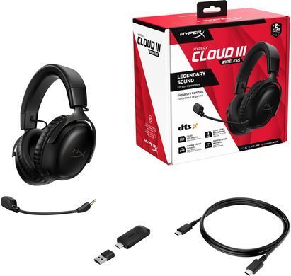 Гарнітура ігрова HyperX Cloud III, WL/USB-A/USB-C, чорний (77Z45AA) [107368]