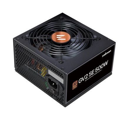Блок живлення Zalman GV2SE (500W) 88%, 80+ Bronze, 120мм, 1xMB 24pin(20+4), 1xCPU(4pin+ 8pin), 3xMolex, 6xSATA, 2xPCIe 8pin(6+2) (ZM500-GV2SE) [109527]