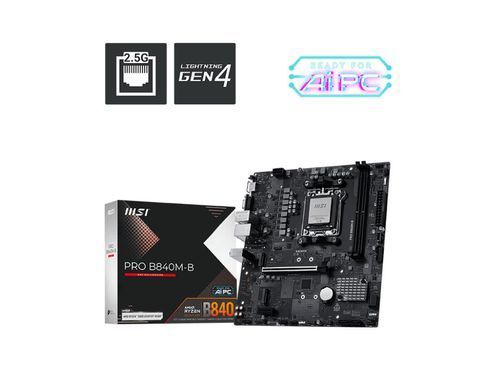 Материнcька плата MSI PRO B840M-B sAM5 B840 2xDDR5 M.2 HDMI DSub mATX (911-7E76-002) [111667]