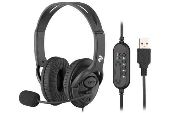 Гарнітура ПК стерео Over-ear 2E CH13 USB, omni-mic, 2м, чорний (2E-CH13SU) [107157]