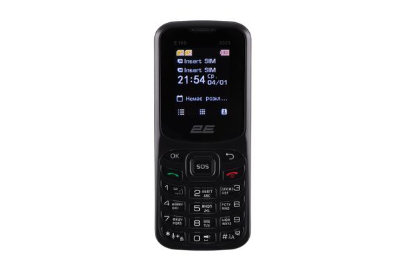 2E Мобільний телефон E180 2023 1.77" 2SIM, 1000mAh, Чорний (688130251044)