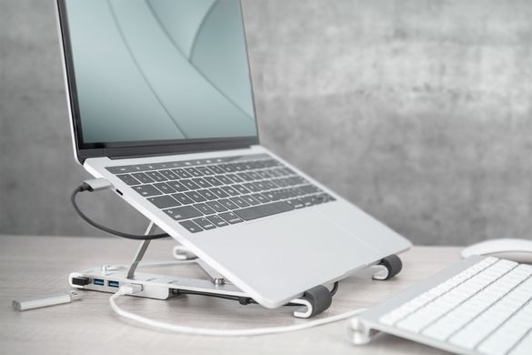 Підставка для ноутбука DIGITUS Variable Notebook Stand, до 17'', USB-C Dock 5-Port, сіра (DA-90424) [108783]
