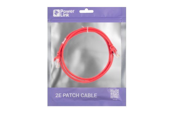 Патч-корд 2E САТ 5e, UTP, 1м, 26AWG, RJ45, 7/0.16, Cu, PVC, червоний (2E-PC5ECOP-100RD) [109858]