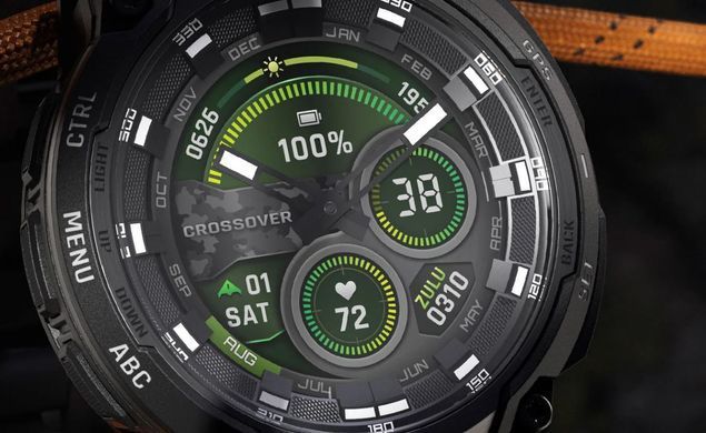 Смарт-годинник Garmin Instinct Crossover AMOLED Tactical Black with Black Silicone (010-03398-42) [619689]