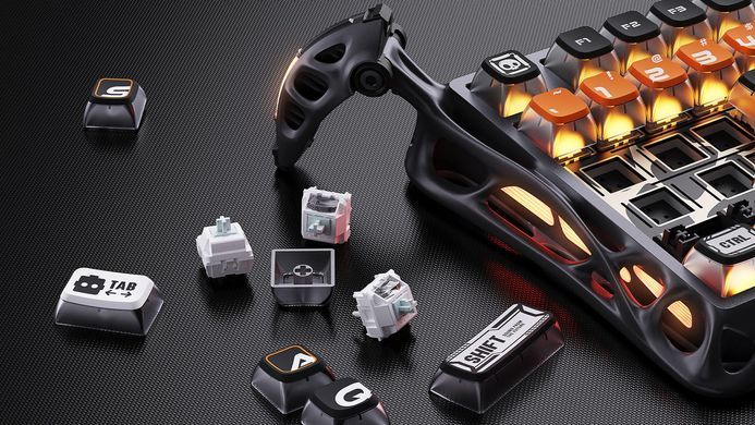 Клавіатура механічна GravaStar Mercury K1 Pro 80keys, GravaStar x Kailh Speedy Mint, BT/WL/USB, CyberFlare (GS_K1_PRO_BO_BLK) [113145]