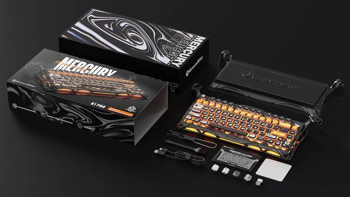 Клавіатура механічна GravaStar Mercury K1 Pro 80keys, GravaStar x Kailh Speedy Mint, BT/WL/USB, CyberFlare (GS_K1_PRO_BO_BLK) [113145]
