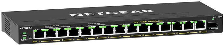 Комутатор NETGEAR GS316EPP 15xGE PoE, 1xSFP, 231Вт, WebSmart (GS316EPP-100PES) [104998]