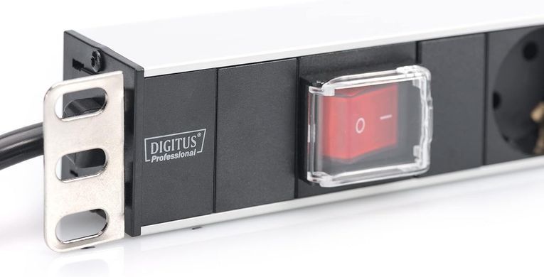 Пристрій розподілу електроживлення DIGITUS 1U, 7xSchuko, 16A, 250V, вимикач, вилка Schuko (DN-95402) [108839]