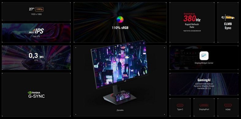 Монітор Asus 27" ROG Strix XG279CNS IPS Black 380Hz (90LM0AW0-B01371) [616980]