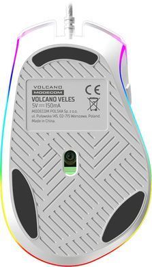 Мишка Modecom Veles Volcano, ігрова, 12800dpi., 8кн.,RGB, біла (M-MC-VELES-200) [405385]
