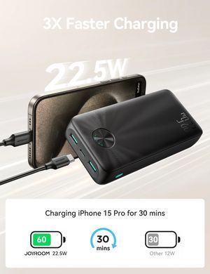 УМБ Joyroom 20000mAh 22,5W PD,QC3.0, 2xUSB-A, USB-C In/Out Black (JR-PBF16) [404916]