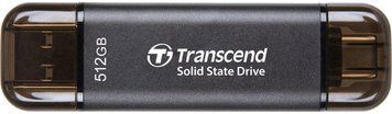 Портативний SSD Transcend 512GB USB 3.1 Gen 2 Type-A + Type-C ESD310 Чорний (TS512GESD310C) [109361]