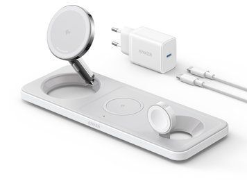 Бездротовий зарядний пристрій Anker MagGo Wireless Charging Station 15W 3-in-1 Pad White (B25M1321) [201915]