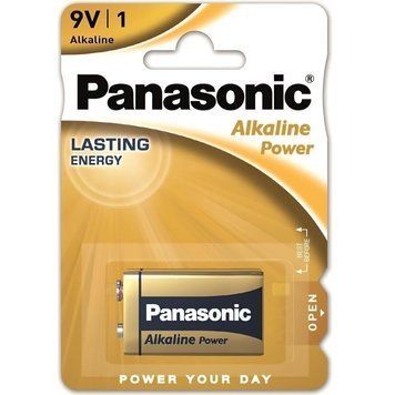 Батарейка 6LR61 ALKALINE POWER лужна, Panasonic, 6LF22(6LR61, MN1604, MX1604, Крона) блістер, 1 шт (6LR61REB/1BP) [404833]