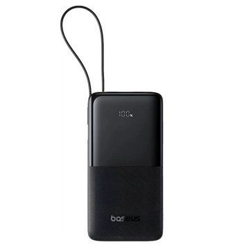 Зовнішній акумулятор Baseus Bipow 2 Digital Display Power Bank With Built-in USB-C Cable 10000mah 20W Cluster Black (P10077101113-00) [806520]