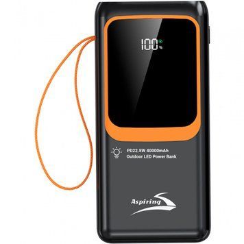 УМБ Aspiring 40000mAh Light 40 22,5W PD 4xUSB-A,USB-C In/Out, Lightning,with USB-C/Lightning cables (PPLH.L04) [405013]