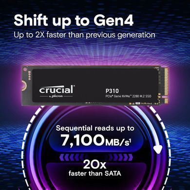 Накопичувач SSD Crucial P310 1TB M.2 2280 NVMe PCIe 4.0 x4 3D NAND TLC (CT1000P310SSD8) [619748]